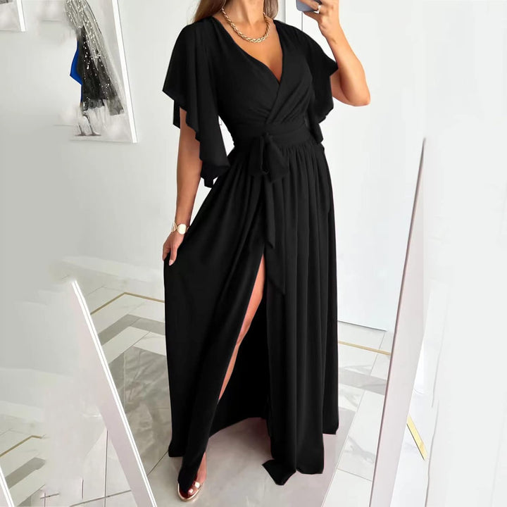Daria | Robe femme avec des manches enroulées en forme de papillon