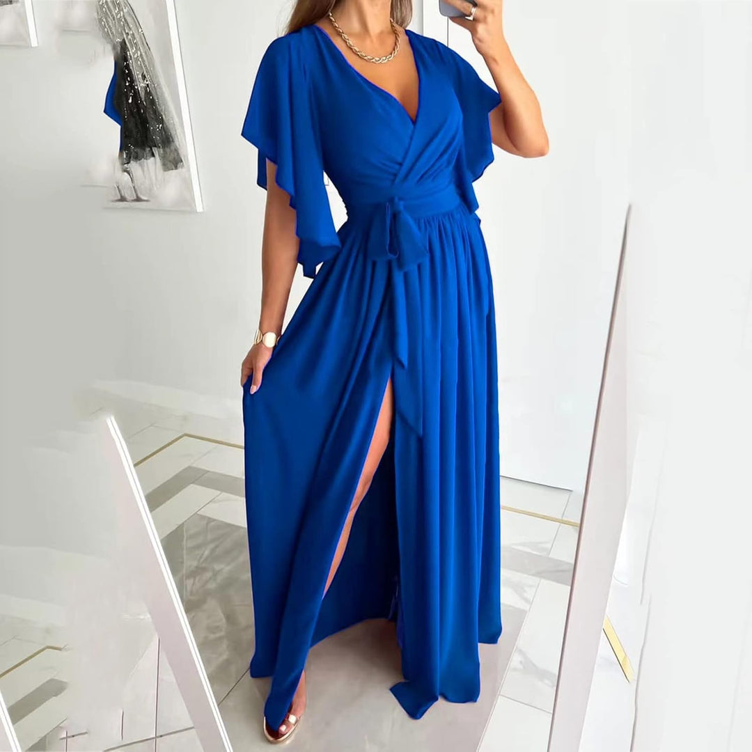 Daria | Robe femme avec des manches enroulées en forme de papillon