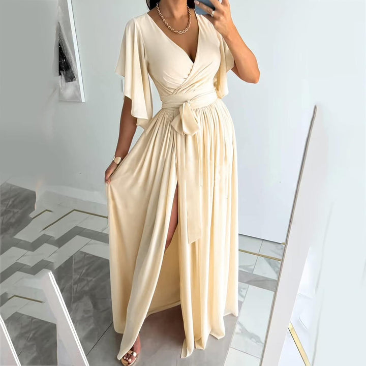 Daria | Robe femme avec des manches enroulées en forme de papillon