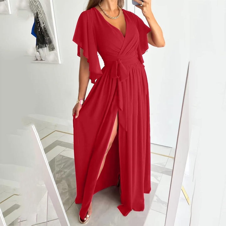 Daria | Robe femme avec des manches enroulées en forme de papillon