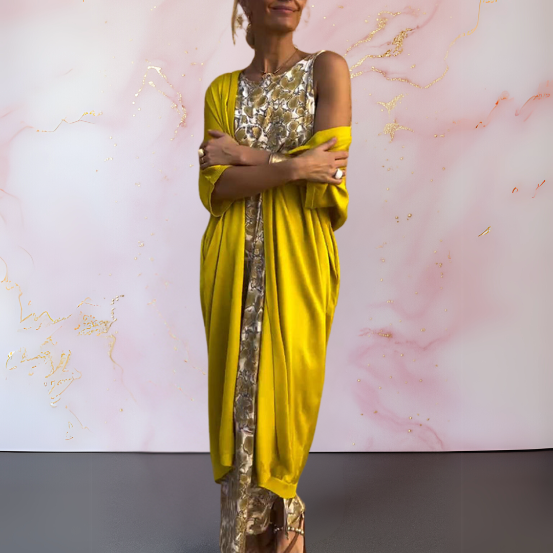 Bożena | Robe Longue Élégante avec Cardigan Ajusté