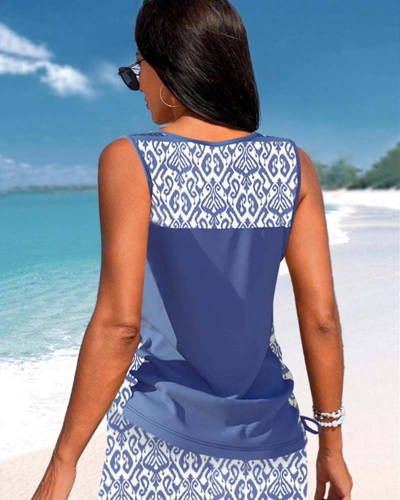 Radosława - Tankini avec imprimé géométrique et décolleté en V