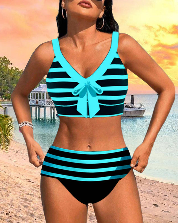 Roksana - Bikini rayé taille haute