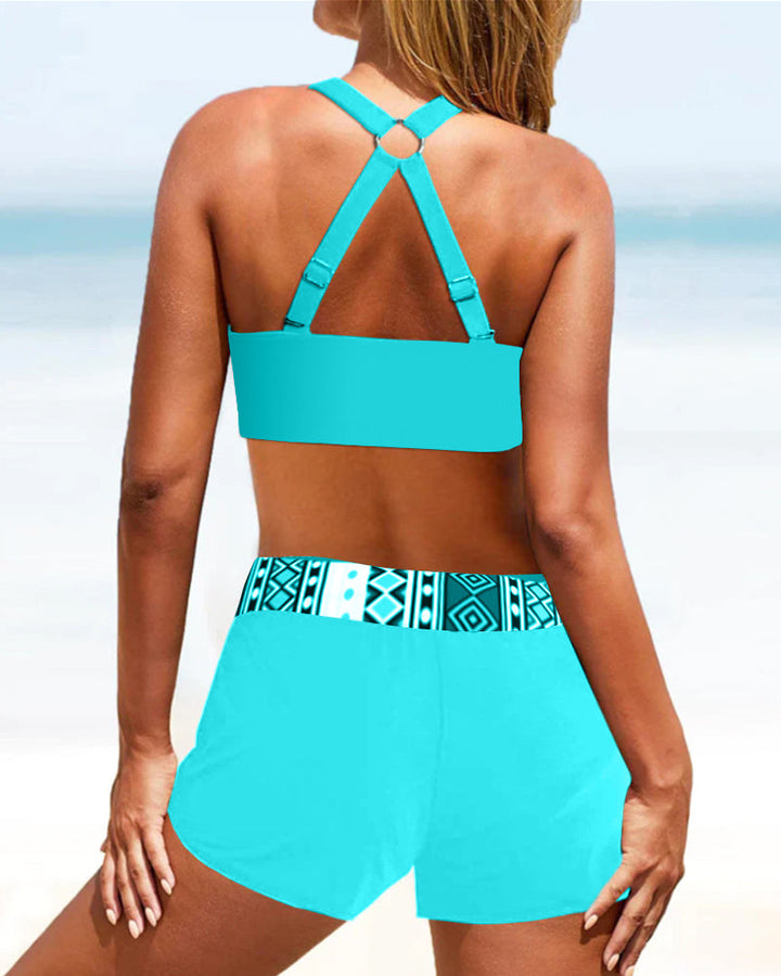 Salomea - Bikini taille haute avec imprimé géométrique
