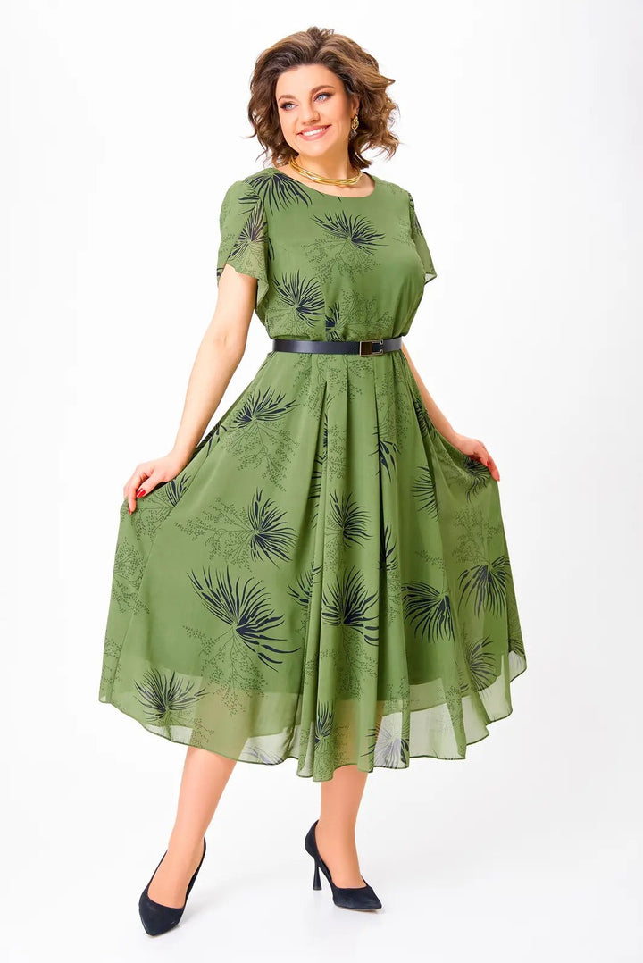 Jolanta | Robe Midi Élégante en Chiffon avec Motif Floral