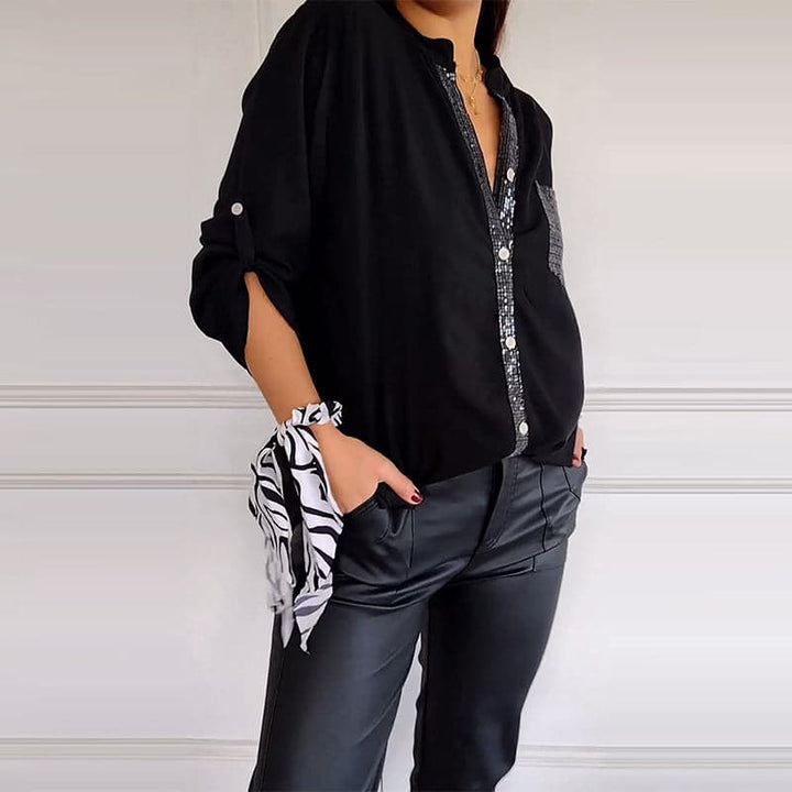 Stefania | Chemise quotidienne avec poche en sequins