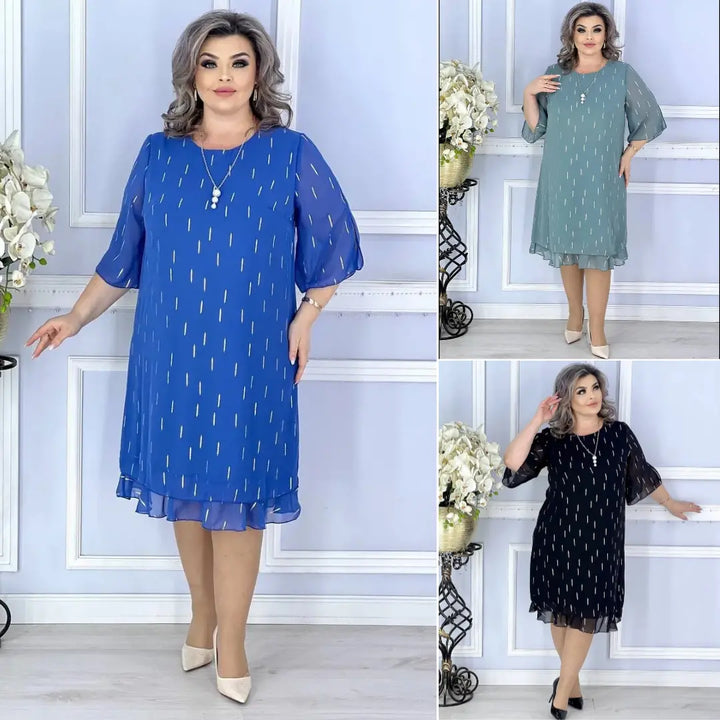 Wioletta | Robe midi en chiffon élégante avec plis