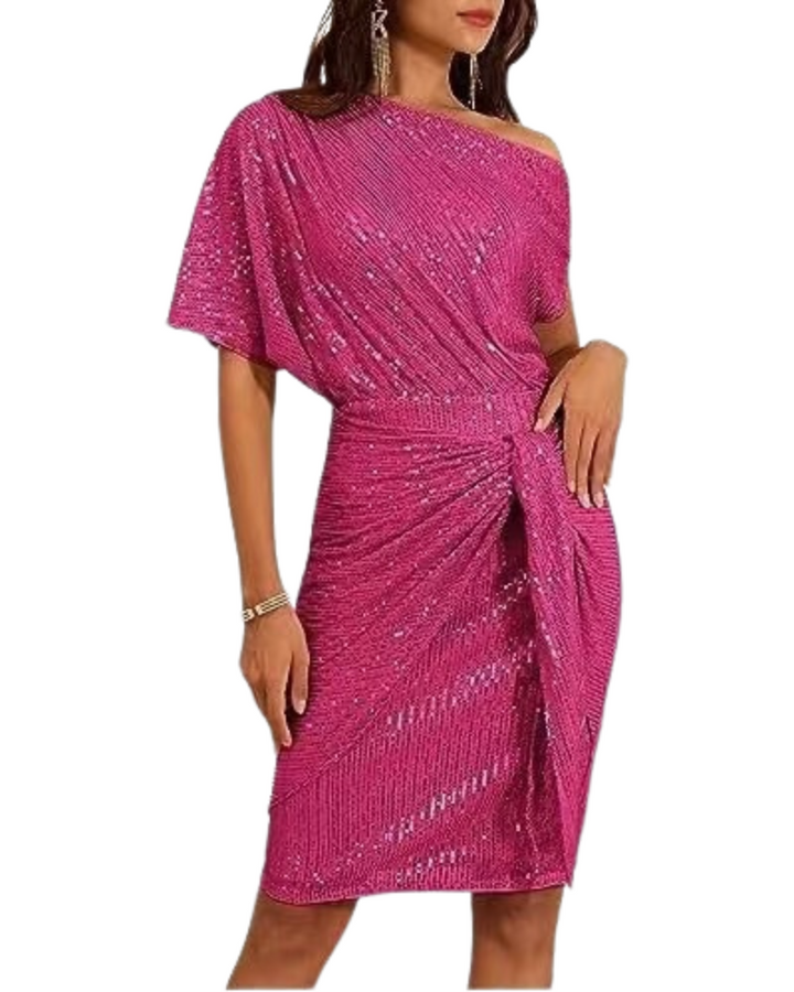 Klaudia | Robe à Une Épaule avec Paillettes pour Fête