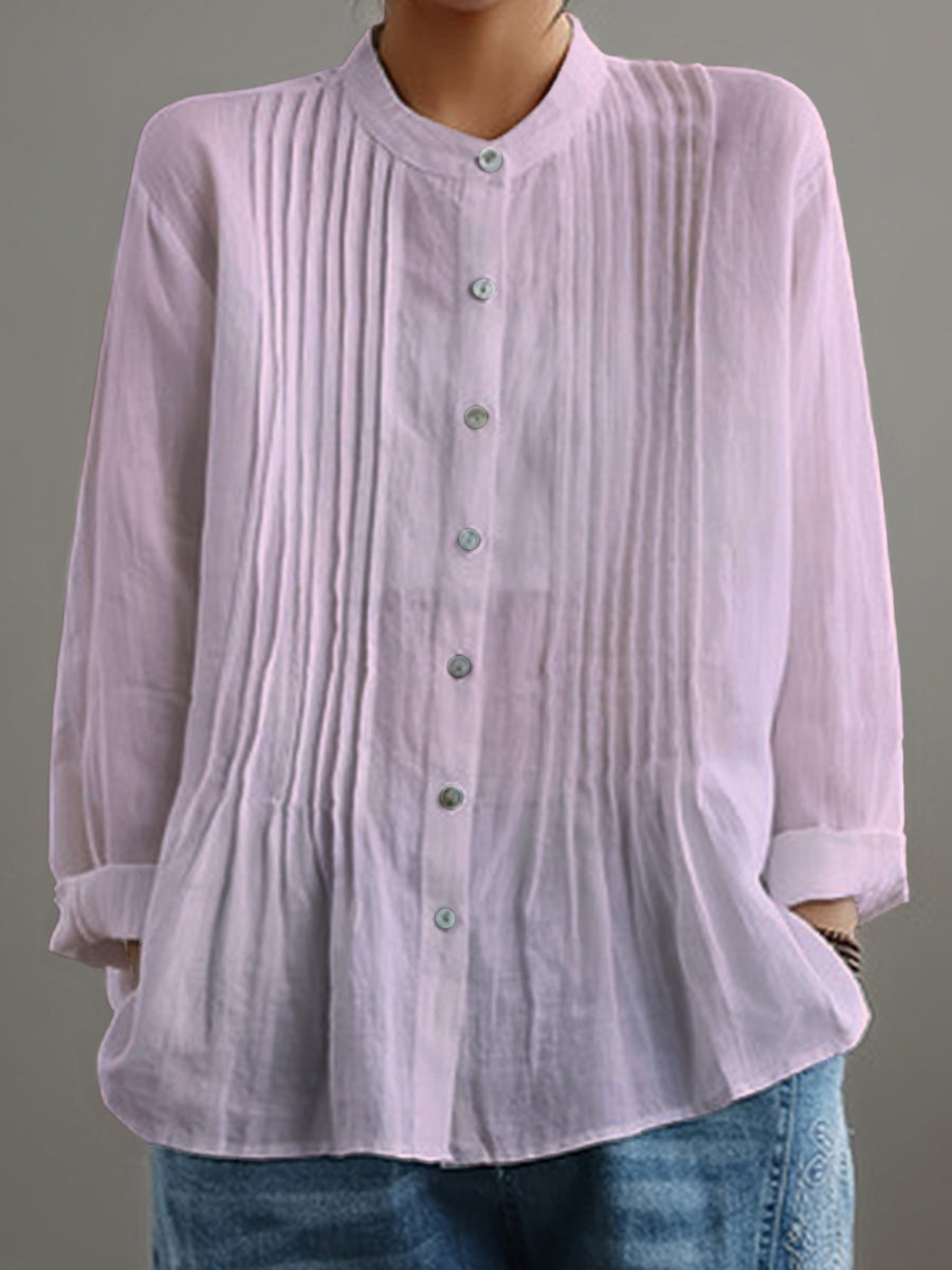 Janina | Chemise casual plissée pour femmes en coton et lin