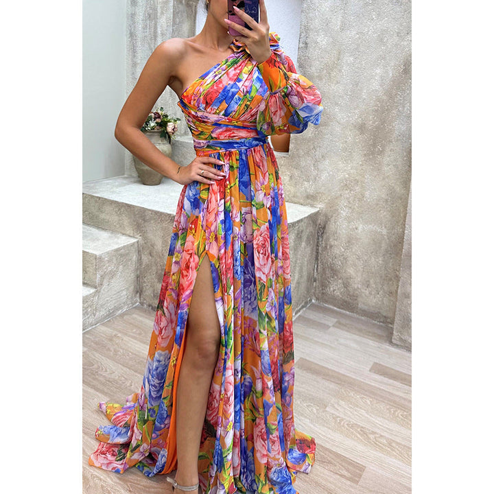 Nina | Robe maxi en chiffon à une épaule