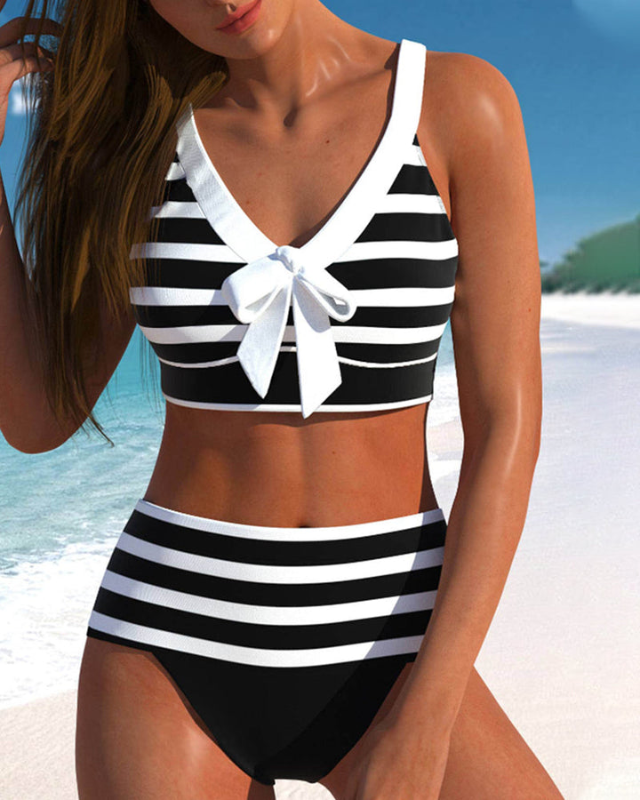 Roksana - Bikini rayé taille haute