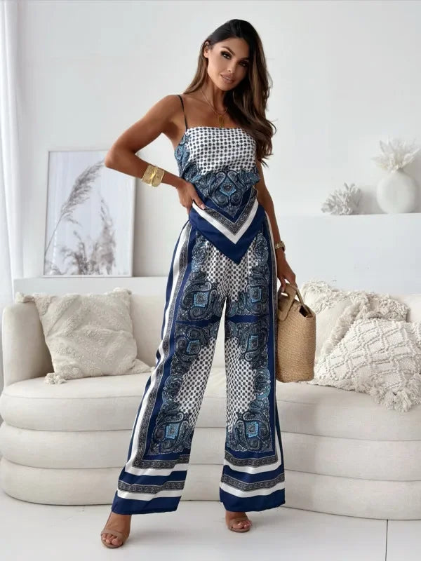 Lena – Ensemble Bicolore Stylé avec Liens