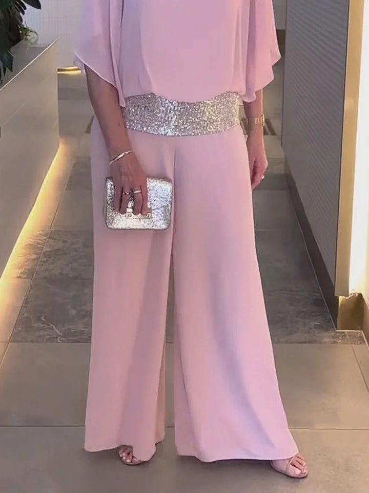 Marcelina | Ensemble élégant en deux pièces avec paillettes et motif coloré