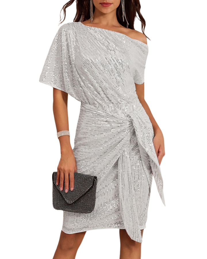 Klaudia | Robe à Une Épaule avec Paillettes pour Fête