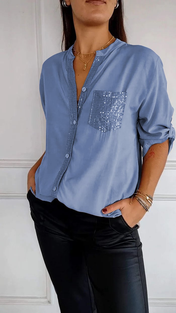 Stefania | Chemise quotidienne avec poche en sequins