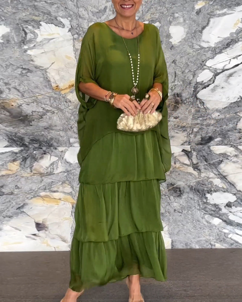 Dorota | Robe Maxi Boho avec Effet Superposé