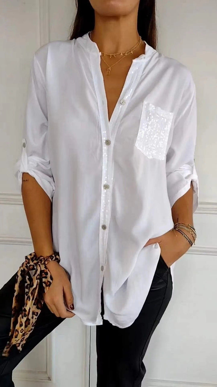 Stefania | Chemise quotidienne avec poche en sequins