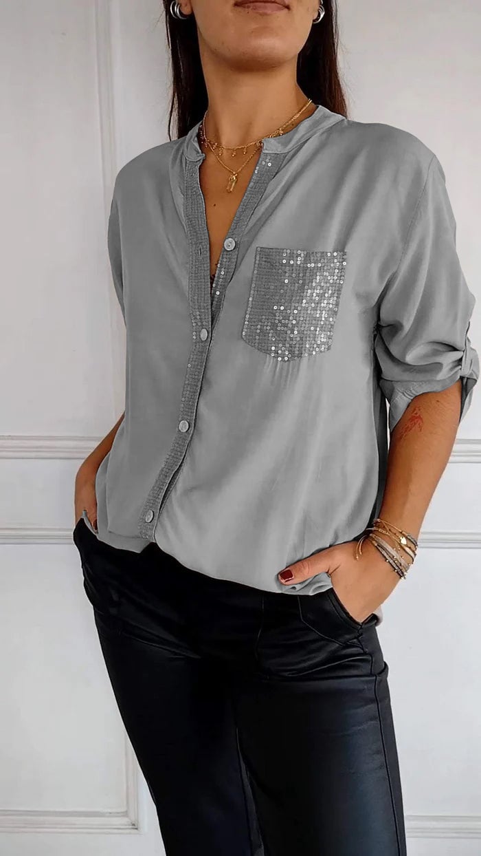 Stefania | Chemise quotidienne avec poche en sequins