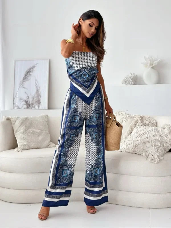 Lena – Ensemble Bicolore Stylé avec Liens