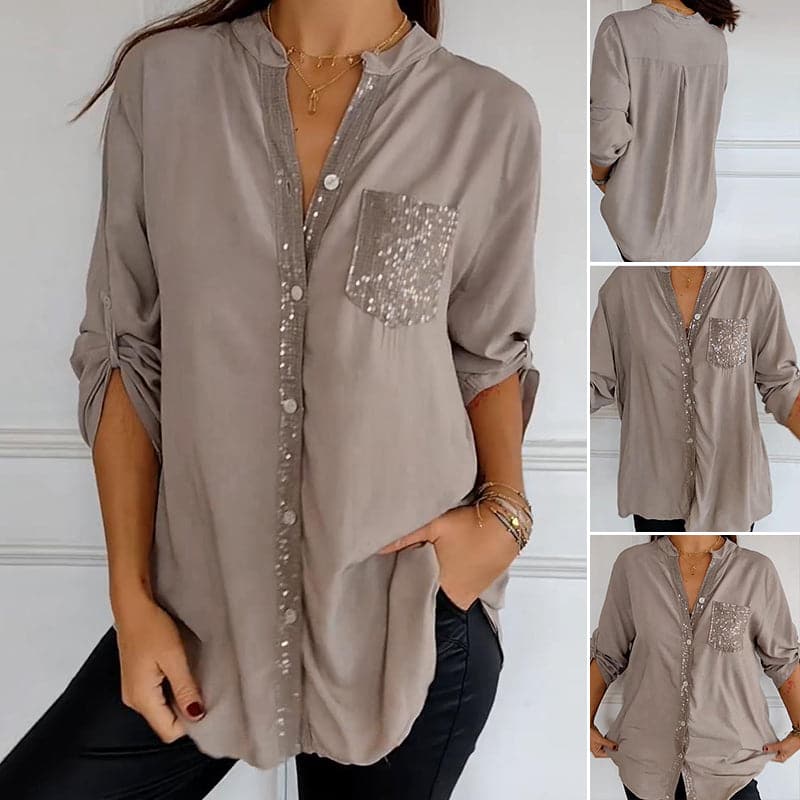 Stefania | Chemise quotidienne avec poche en sequins