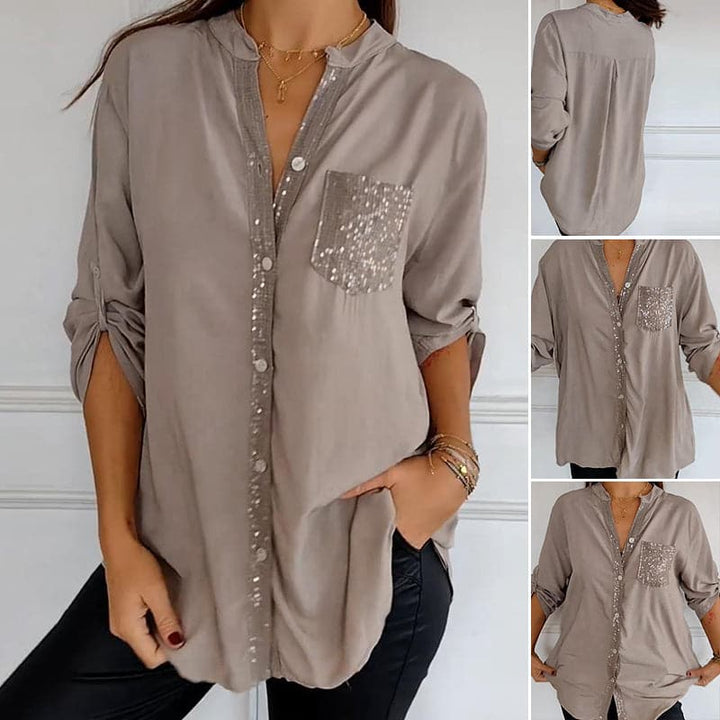 Stefania | Chemise quotidienne avec poche en sequins
