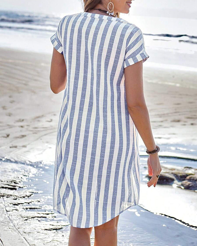 Celestyna | Robe Chemise à Rayures en Lin