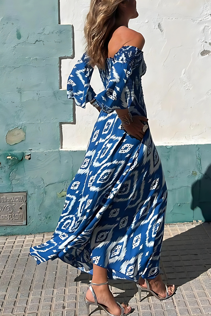 Alina | Robe Maxi à Épaules Dégagées et Charme Boho