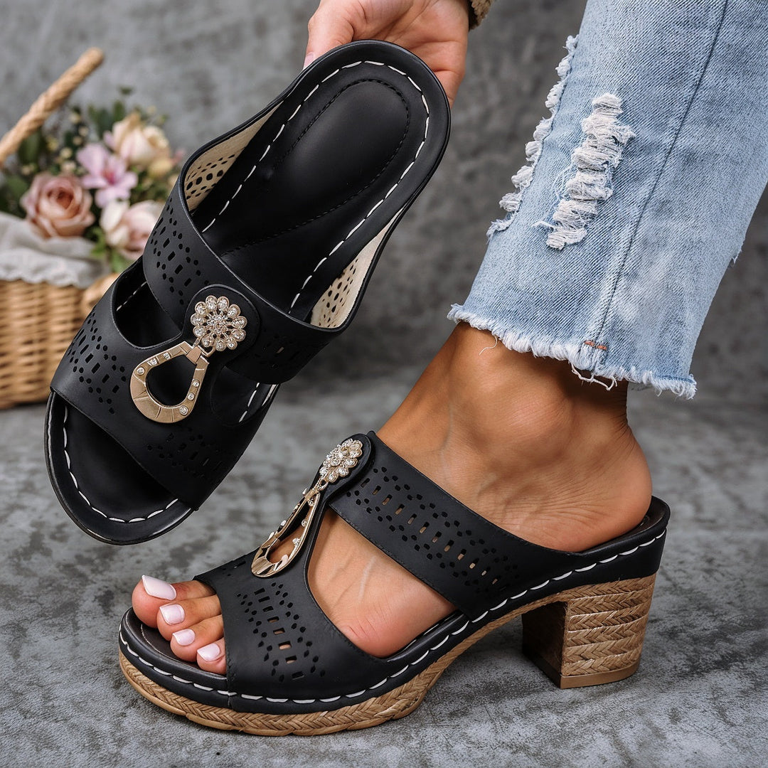 Joan – Sandales Orthopédiques Élégantes avec Talon Décoratif et Confort Maximal