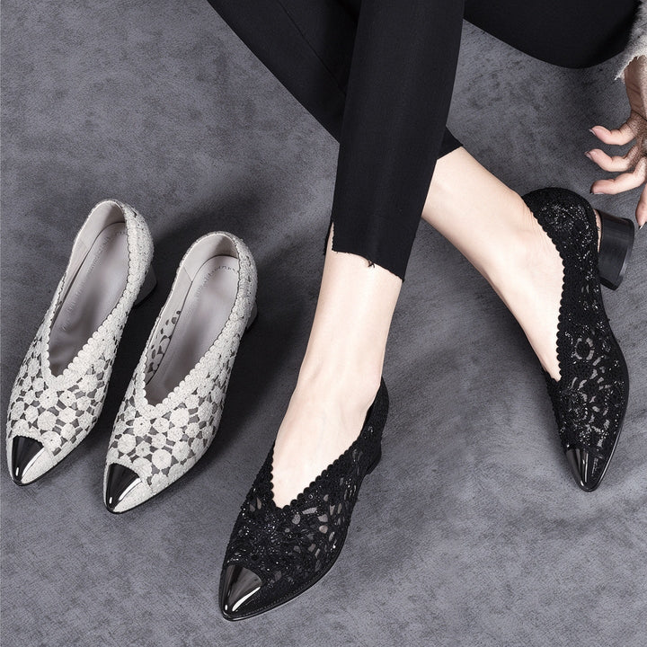 Agatha – Escarpins Orthopédiques Brillants avec Maille et Cristaux