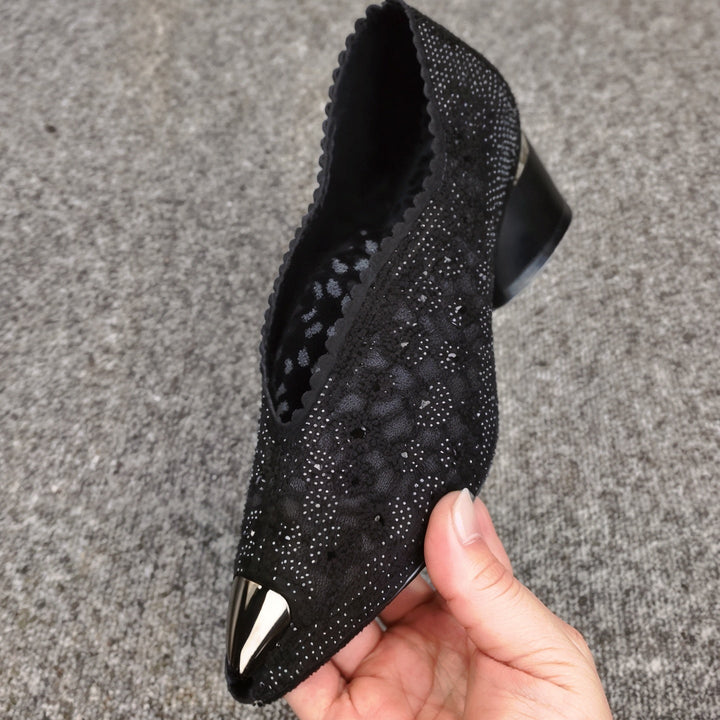 Agatha – Escarpins Orthopédiques Brillants avec Maille et Cristaux