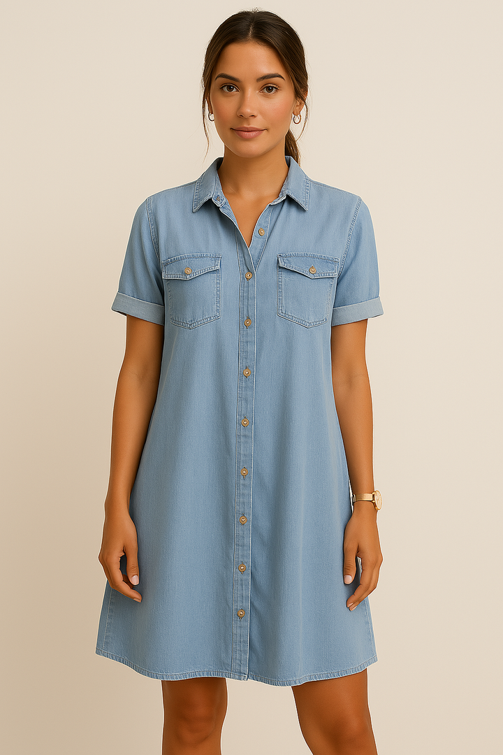 Emilia | Robe chemise en denim décontractée