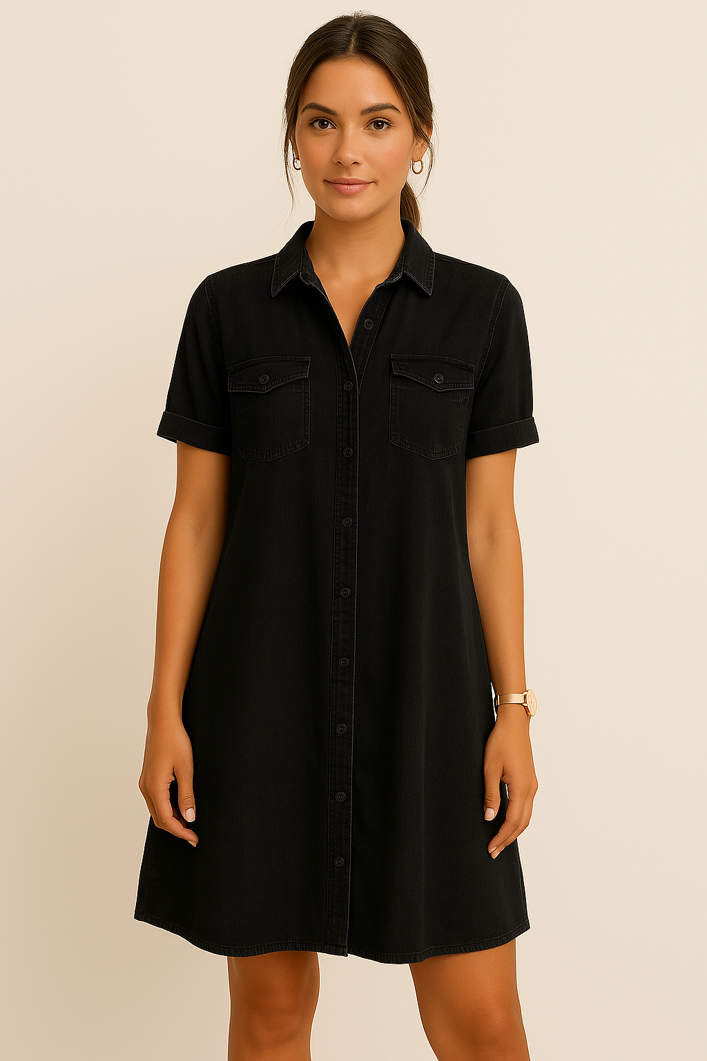 Emilia | Robe chemise en denim décontractée