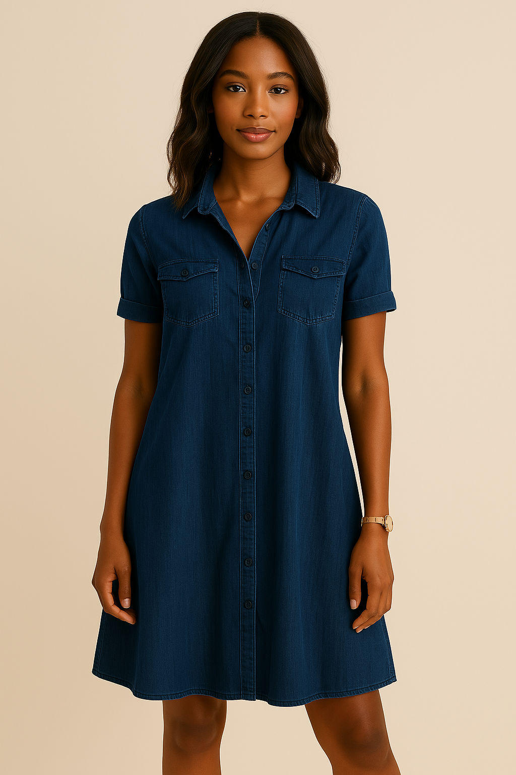 Emilia | Robe chemise en denim décontractée