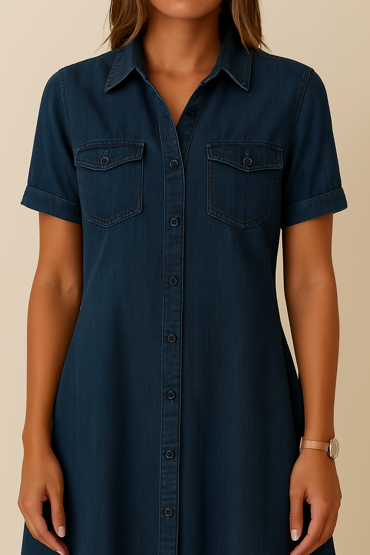 Emilia | Robe chemise en denim décontractée