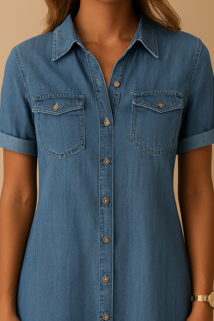 Emilia | Robe chemise en denim décontractée
