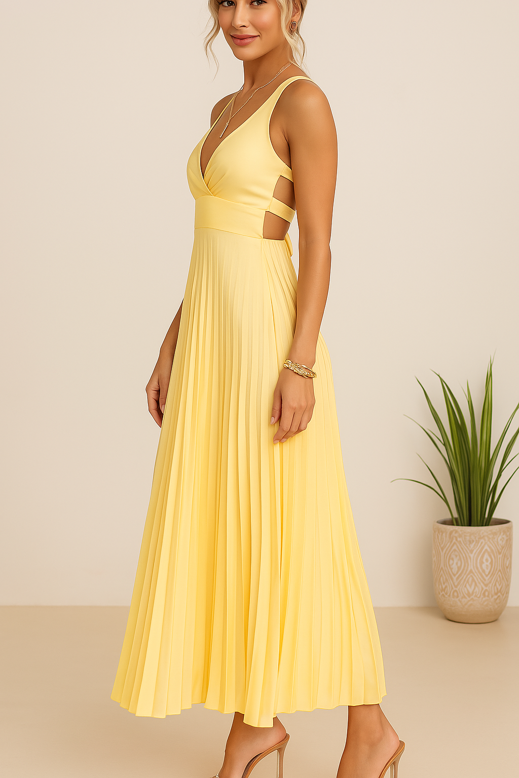 Liliana | Sunshine Robe midi plissée