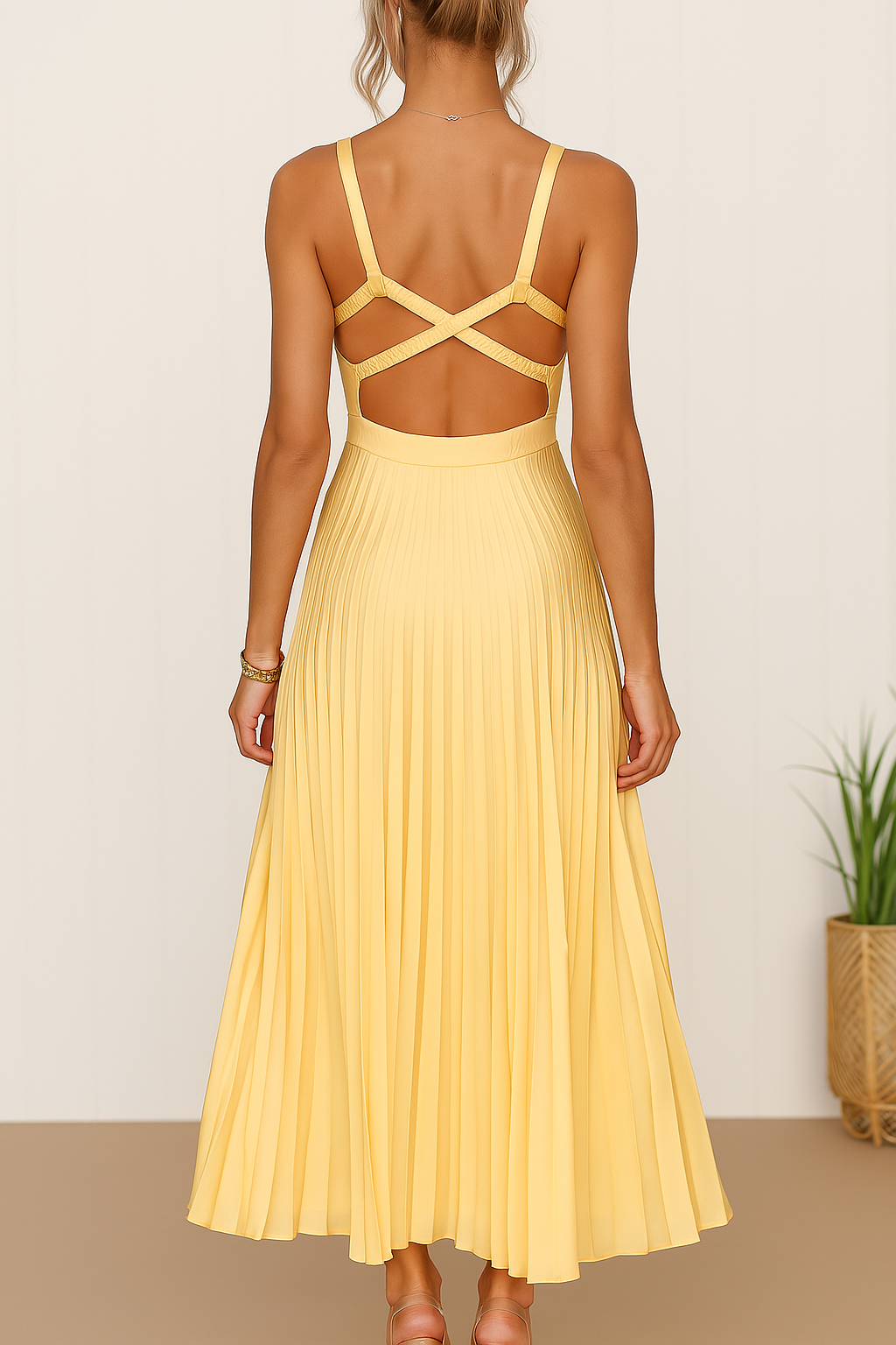 Liliana | Sunshine Robe midi plissée