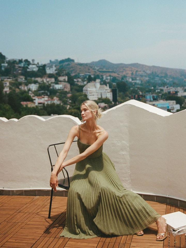 Katarzyna | Robe midi plissée avec corset