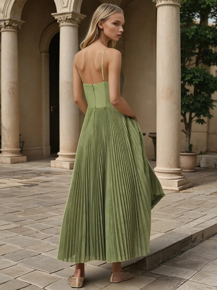 Katarzyna | Robe midi plissée avec corset