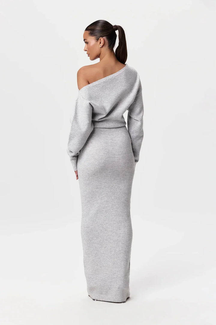 Natalia | Robe Élégante en Tricot à Épaule Dégagée