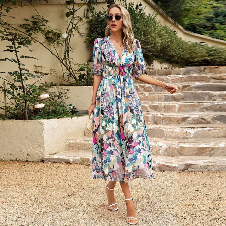 Ruby – Robe Midi Fleurie Élégante
