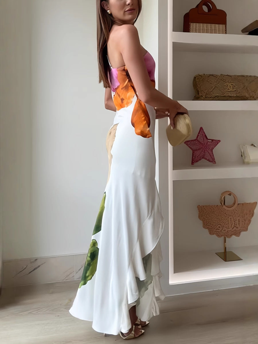 Iris | Robe maxi fleurie asymétrique