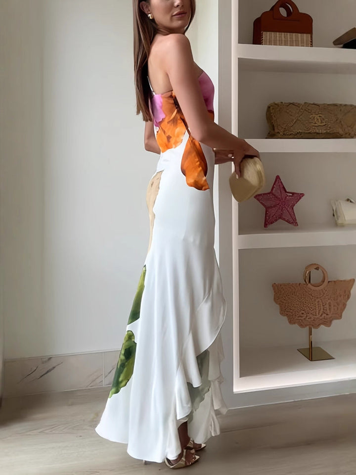 Iris | Robe maxi fleurie asymétrique