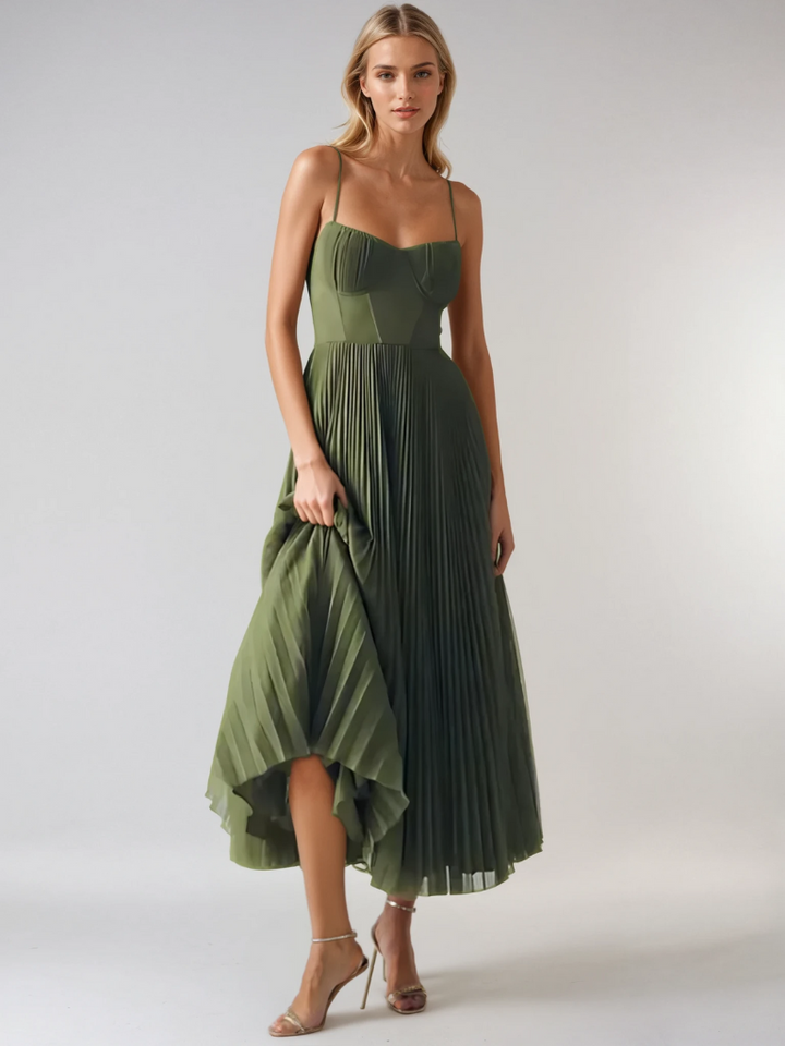 Katarzyna | Robe midi plissée avec corset