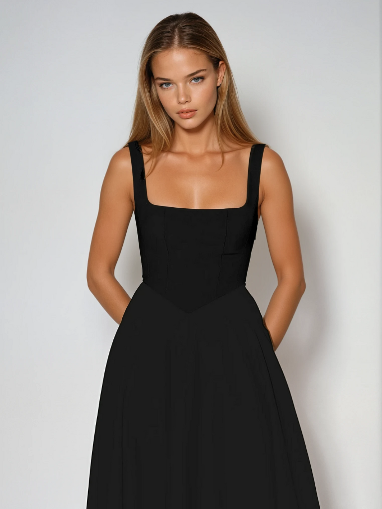Helena | Robe longue avec décolleté carré