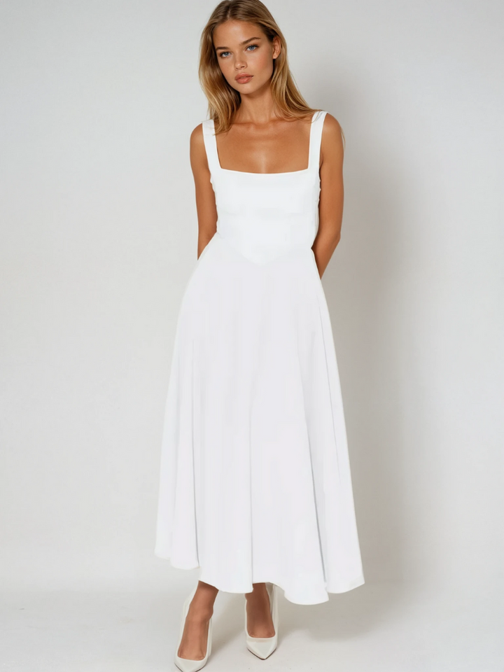 Helena | Robe longue avec décolleté carré