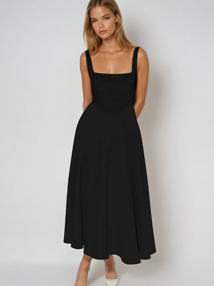 Helena | Robe longue avec décolleté carré