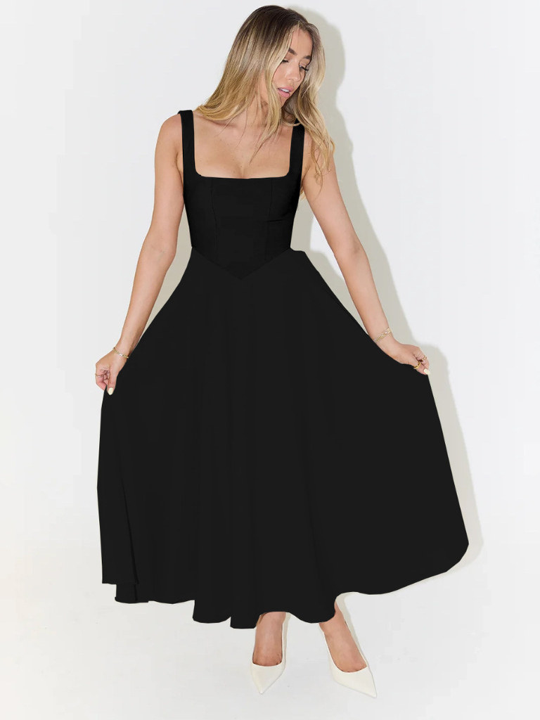 Helena | Robe longue avec décolleté carré