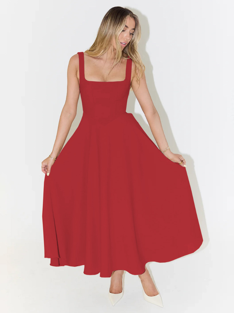 Helena | Robe longue avec décolleté carré