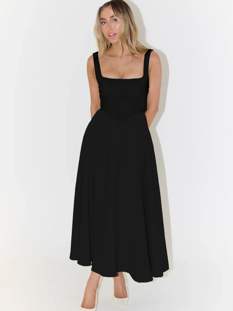 Helena | Robe longue avec décolleté carré
